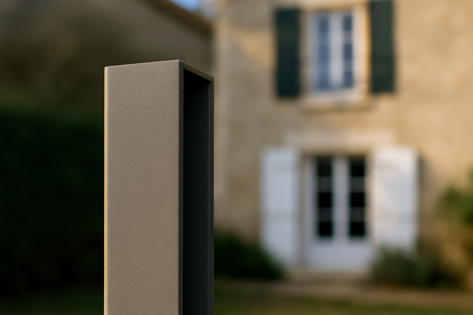 Aluminium anodisé sur profil de menuiserie extérieur, vue rapprochée d’une surface mate et uniforme