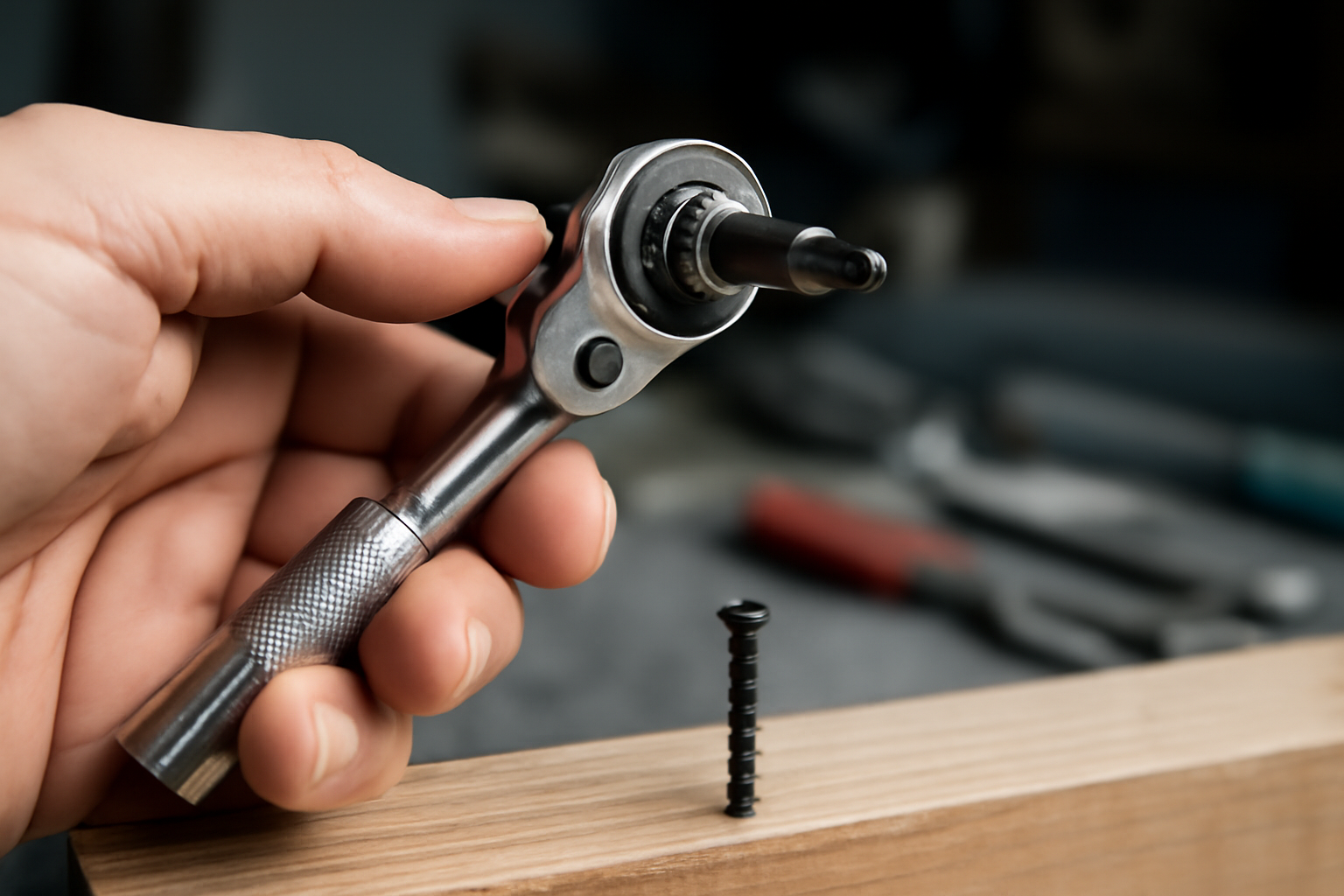 embout tournevis cruciforme PH2 dans porte-embout à cliquet